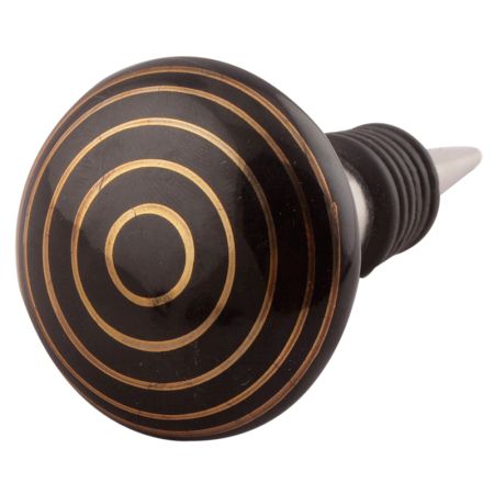 Black Striped Ceramic Wine Stopper